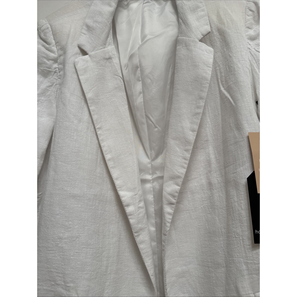 Harve Benard NWT White Linen Jacket Blazer Size 14 Lined  Pockets Linen Blend‎ - Picture 4 of 7